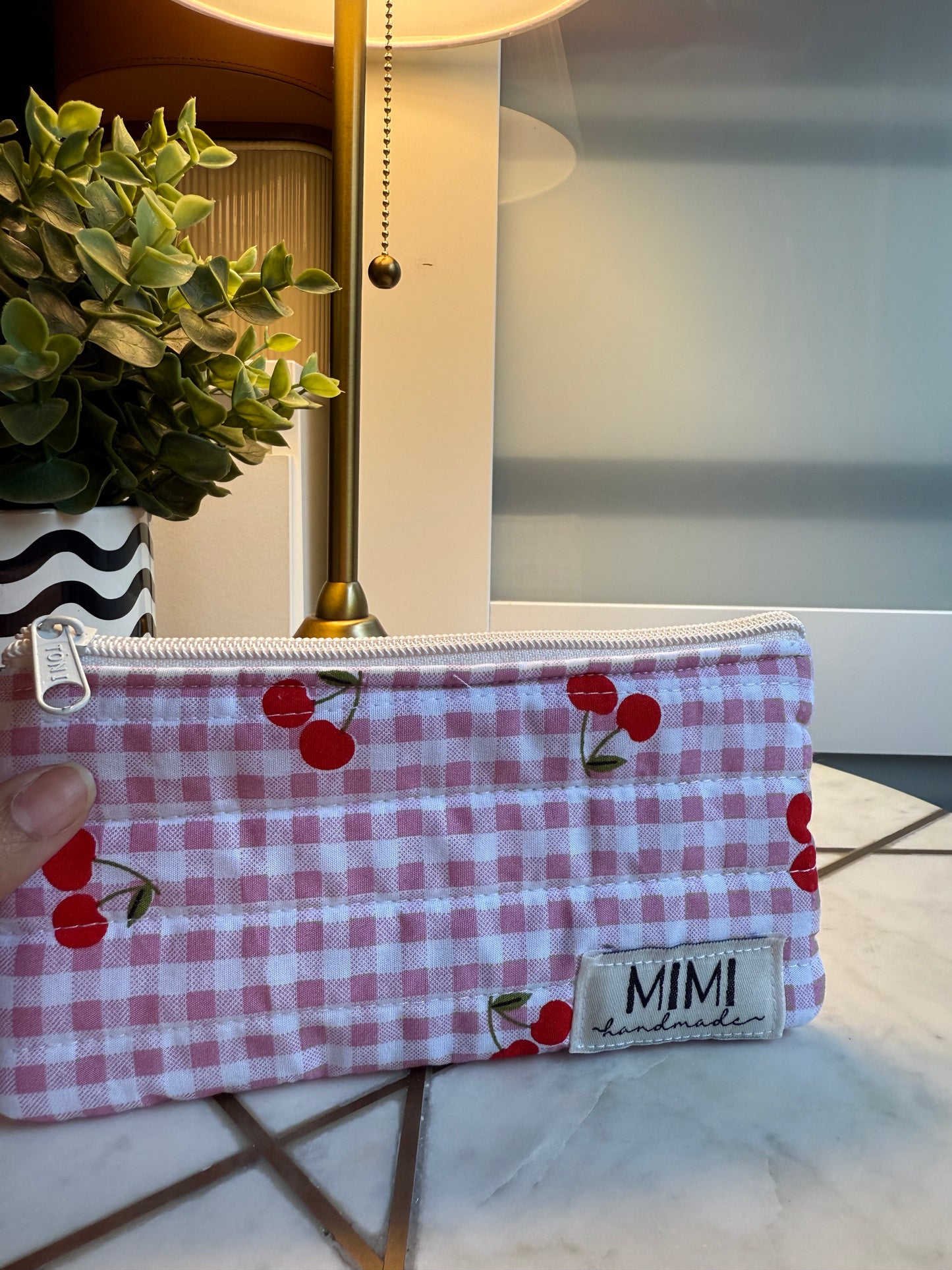 Pink Gingham Glasses Pouch