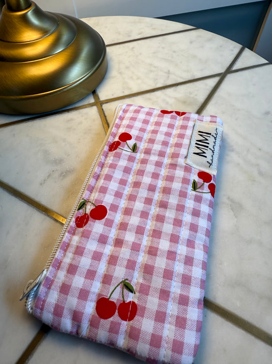 Pink Gingham Glasses Pouch