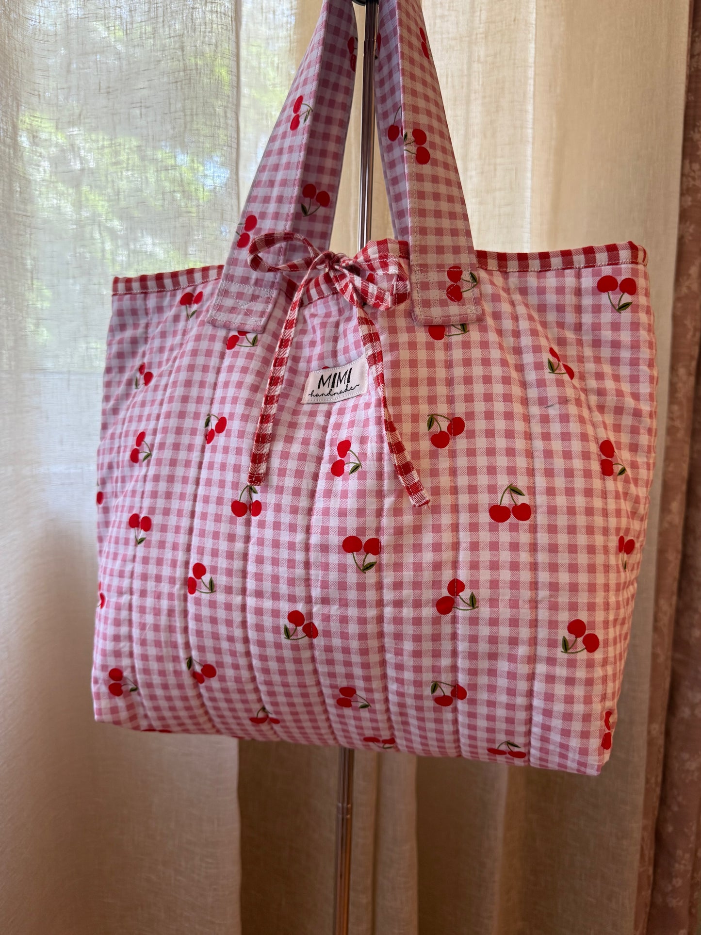 Cherry Gingham Tote